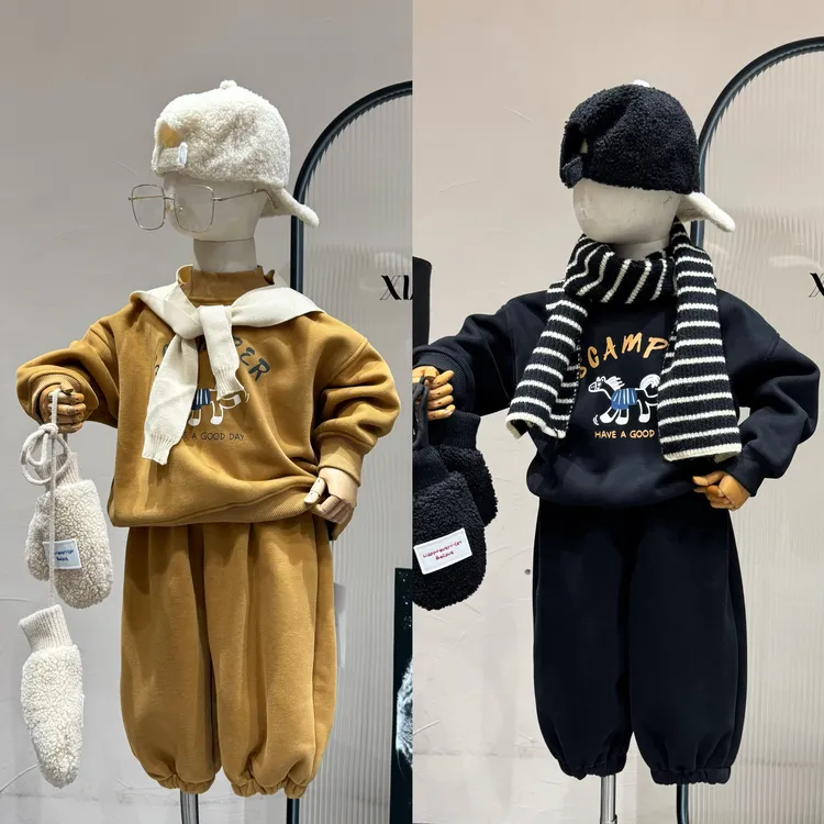 【现货】套装2025秋新款卡通加绒卫衣裤子韩版男童装洋气宝宝22630