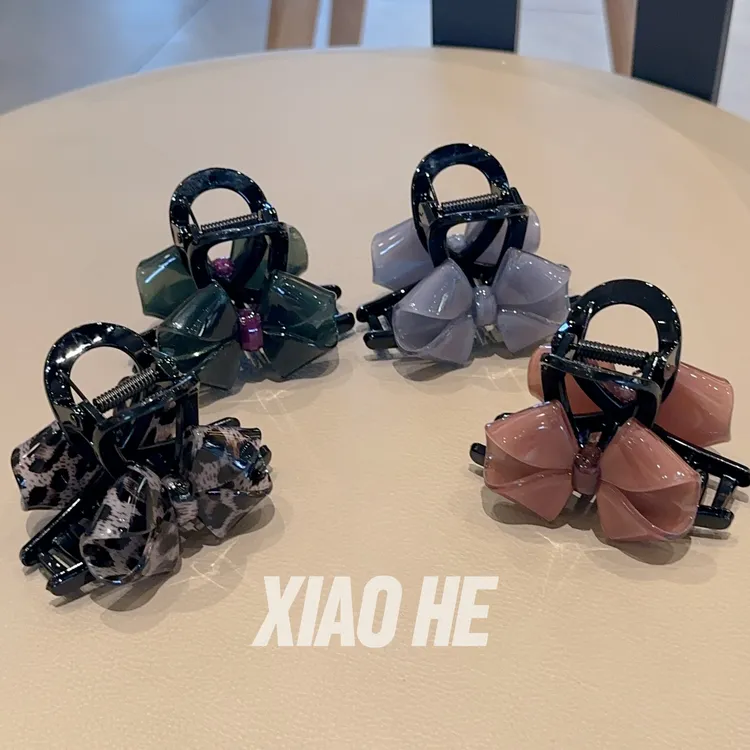 韩国东大门代购时尚气质亚克力深色蝴蝶结抓夹ins发夹小抓夹发卡