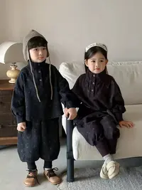 2025秋季新品韩版男女童百搭碎花洋气高领卫衣束脚裤两件套jy2534