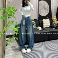 工厂店-（青春时尚）2025早秋款高腰喷色铆钉设计显瘦牛仔裤（22022）