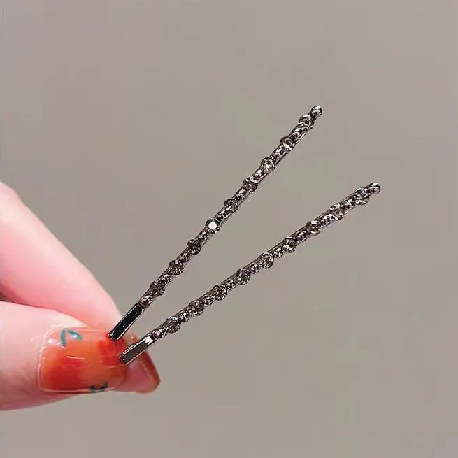 精致发卡女黑色一字夹高级感水钻侧边夹子头饰气质碎发刘海夹对夹