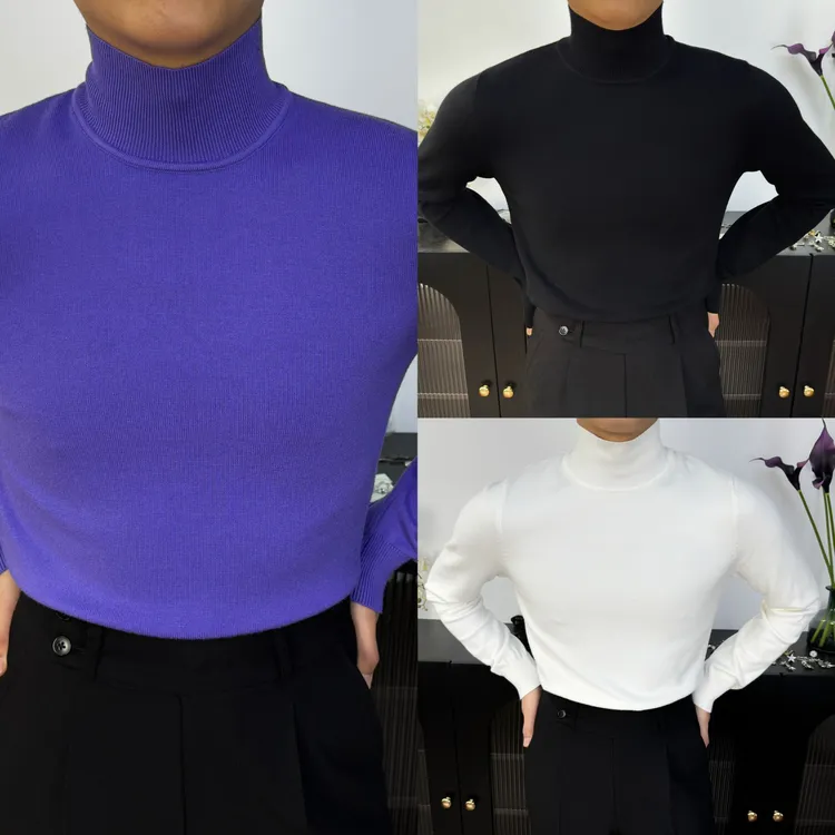 【西蒙曹】秋冬新款男士气质时尚百搭长袖保暖修身高领针织打底毛衣