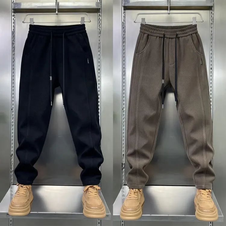 2025新款长裤男宽松加绒加厚休闲裤男款束脚裤子男士冬百搭小脚裤