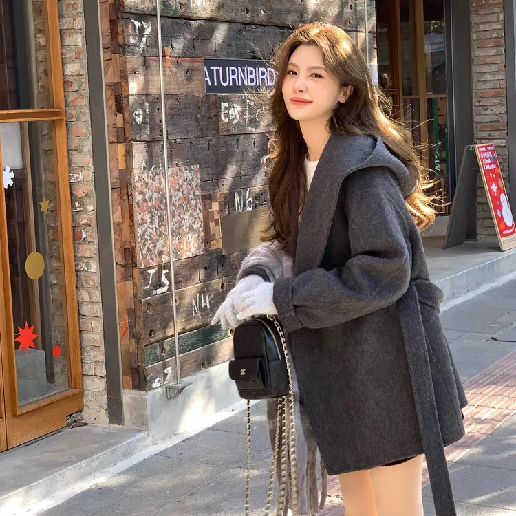 【HT家】小个子冬季连帽双面大衣