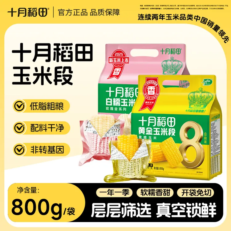 十月稻田黄金玉米段黄糯白糯东北黏苞米香糯粗粮轻食早餐食材夜宵