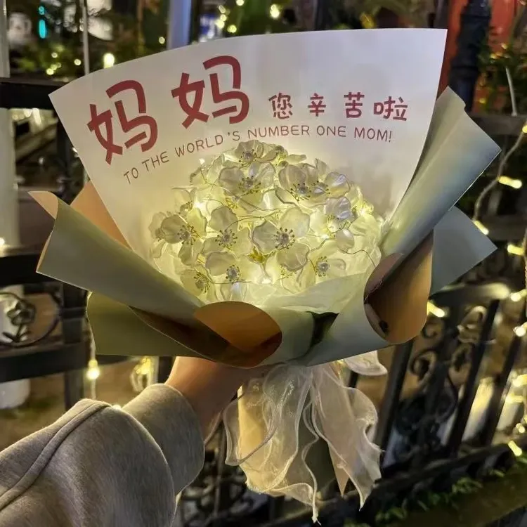 母亲节礼物diy玉兰花手捧花玫瑰花束材料包送妈妈diy母亲节礼物