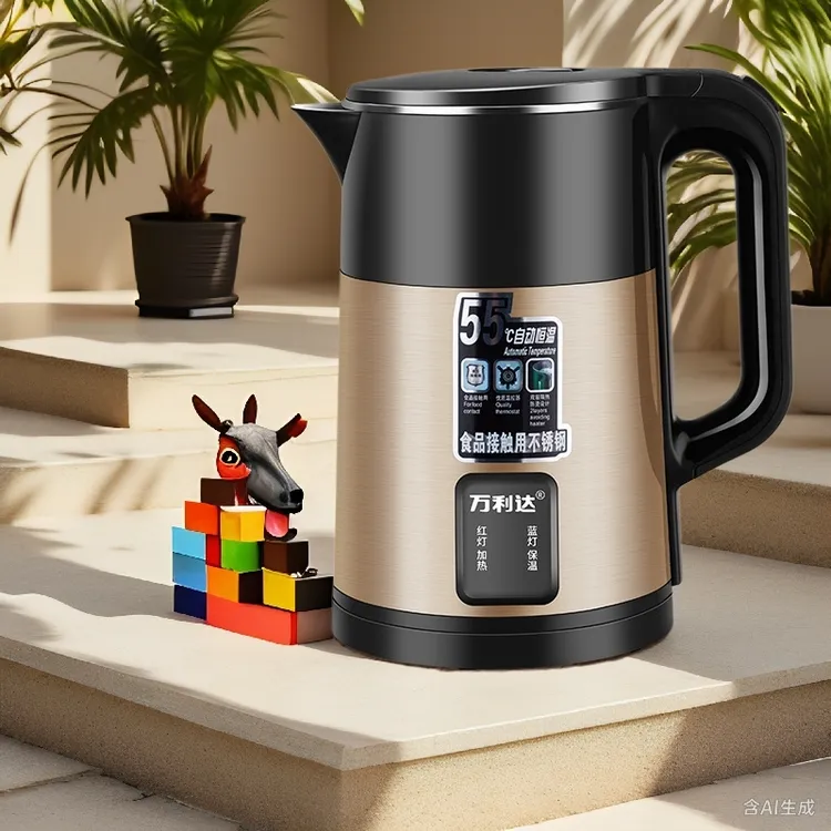 高端电热水壶2.5L大容量彩钢双层防烫厂家直供礼品代发