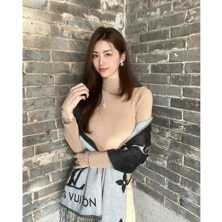 【天鹅公主】CHENMAN·韩系半高领中袖针织打底衫女秋季内搭加绒长袖