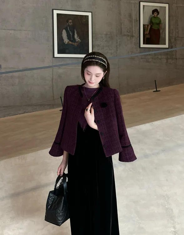 J313190M短款冬季小香风韩版短外套冬气质直筒上衣