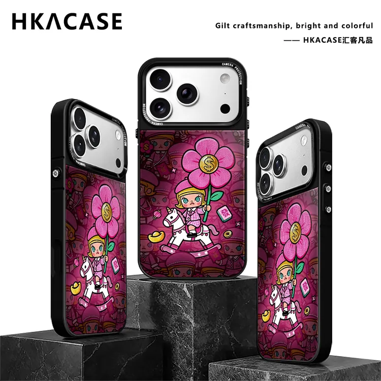 适用iphone17pro鎏金Molly花创意磁吸轻奢iphone16pro手机壳保护