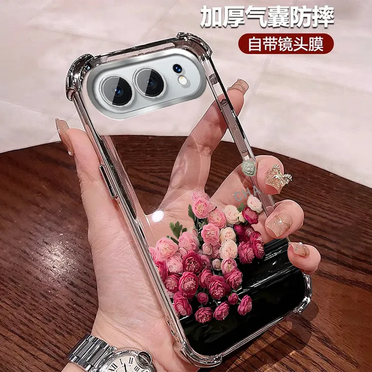 复古玫瑰适用荣耀500手机壳四角防摔500pro 透明全包带镜头膜轻奢