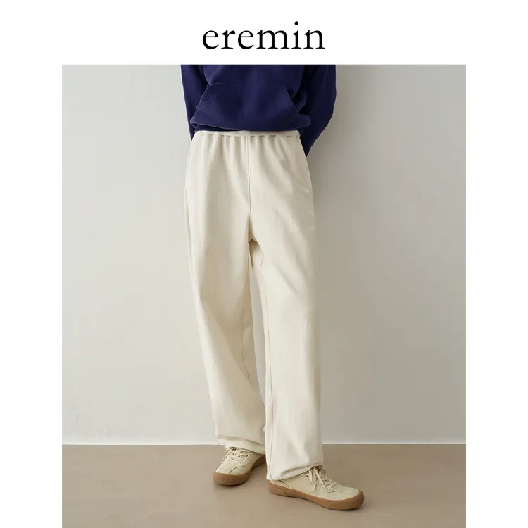 米杏卫裤/舒适棉松紧腰可调节廓形休闲裤55654