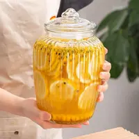 2200ML玻璃泡菜坛子加厚配盖大口径厨房食品级密封罐子