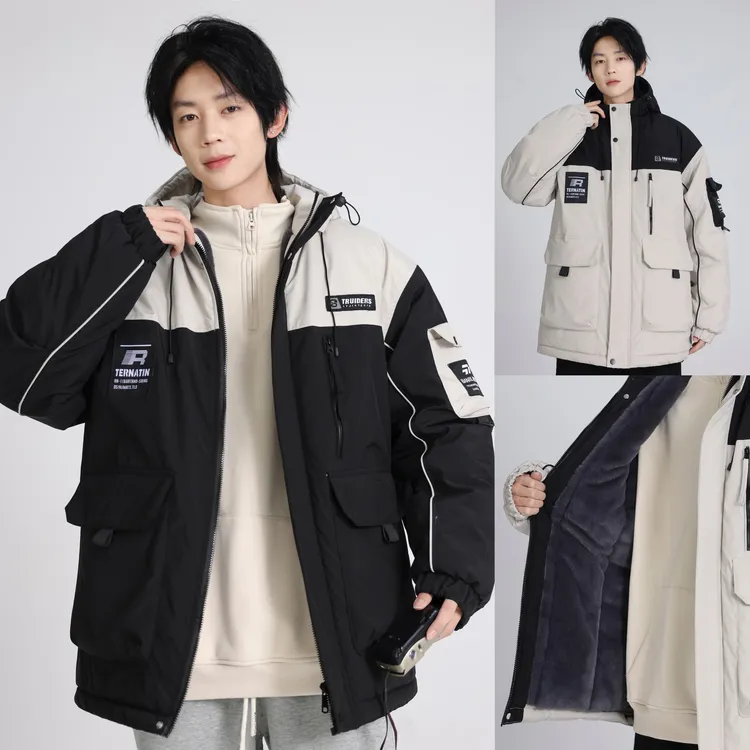t【派克服】青少年加绒外套三防加厚保暖工装风棉服外套初中高中生