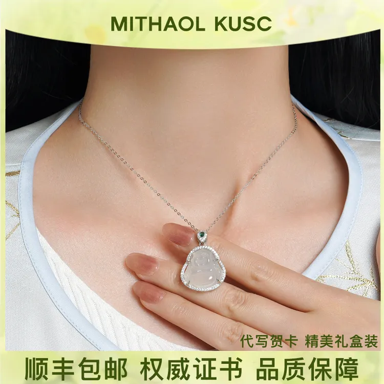 坠链均925银合成锆石 佛公吊坠项链女新中式锁骨链生日礼物送女友