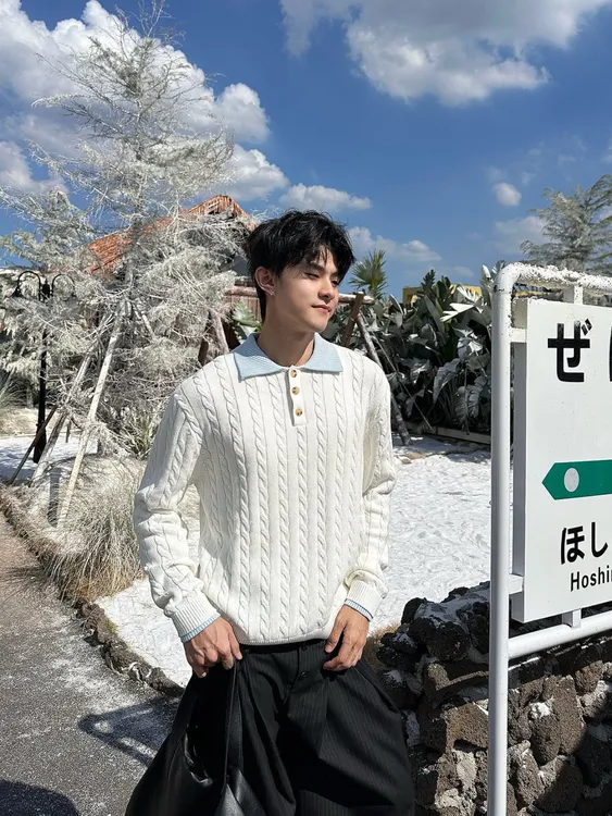 【刚需好穿】复古慵懒假两件针织衫男高级感休闲简约长袖毛衣