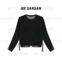【SANSAN】极简拼接秋冬毛衣百搭长袖轻奢时尚套头上衣DY-1479