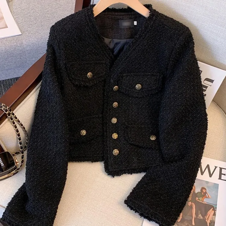 黑色小香风外套女春秋款新款2025年法式气质名媛早春短款修身上衣