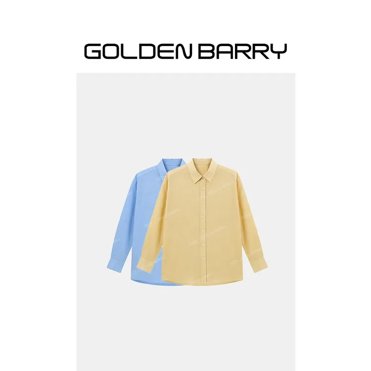 GOLDENBARRY老钱慵懒感翻领麻衬衫新款衬衣212694