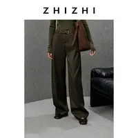 致知 月当窗 阔感斜纹肌理棉小弯裤25年冬季新款ZZ2EWWKZ027
