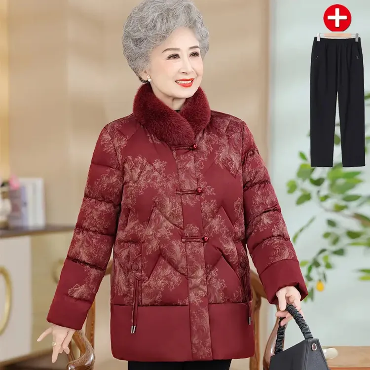 奶奶冬装加绒加厚棉袄新款中老年妈妈装冬季棉服女老太太棉衣洋气