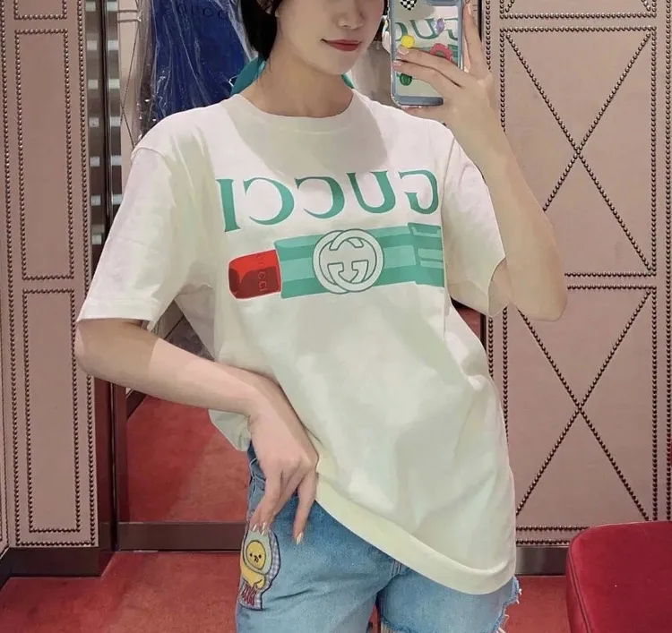 全新未使用 GUCCI/古驰 夏季 白色字母红绿口红印花圆领套头 短袖