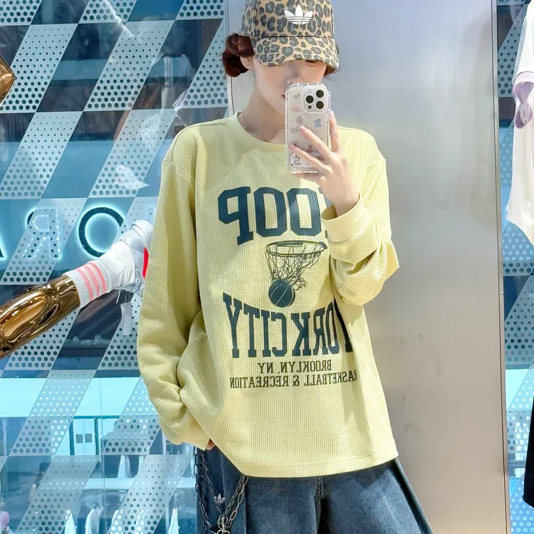 adidas阿迪达斯三叶草华夫格运动长袖圆领T恤JY4735