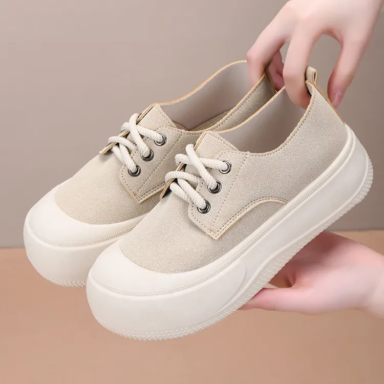 网红休闲鞋女款厚底增高勃肯鞋2025春季新款休闲百搭小白鞋乐福鞋