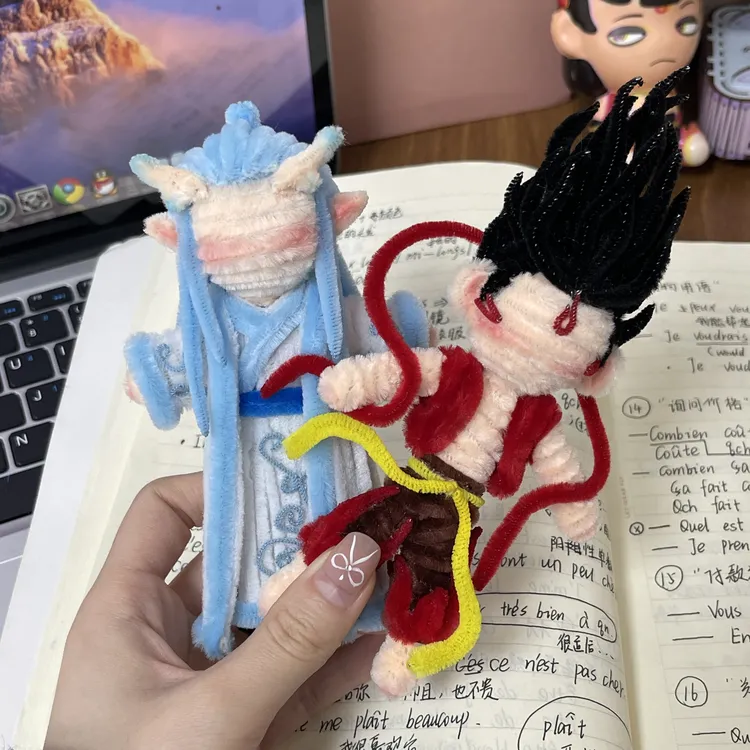 【曲奇】创意娜吒敖丙扭扭手工人偶diy材料桌面摆件礼物汽车挂件