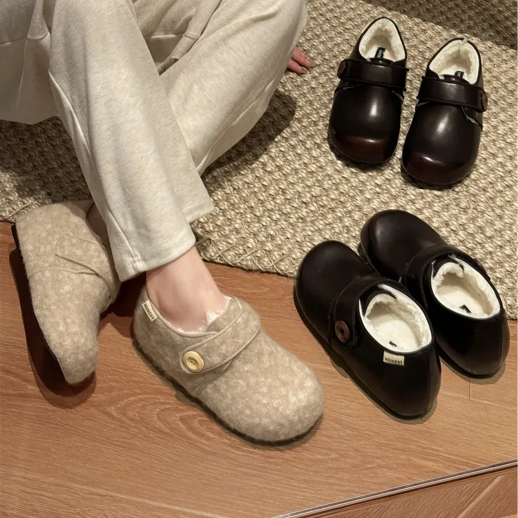 贾不假毛毛鞋女外穿2025新款秋冬季休闲保暖大棉鞋加绒舒适雪地靴