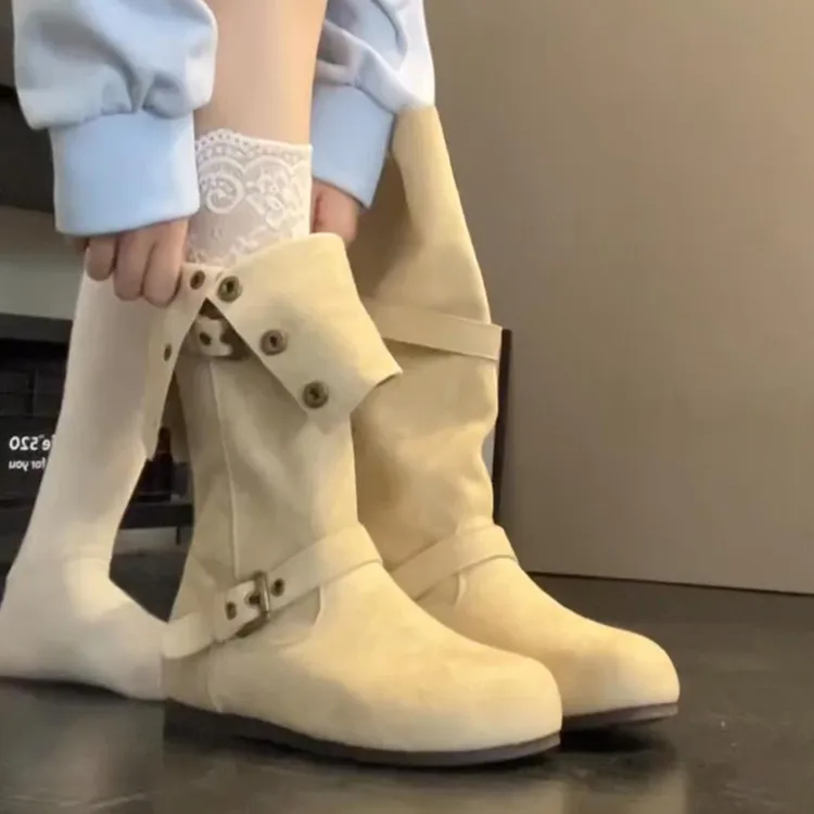 时尚百搭复古厚底增高马丁靴女2025秋冬新款显高显瘦中筒靴时装靴