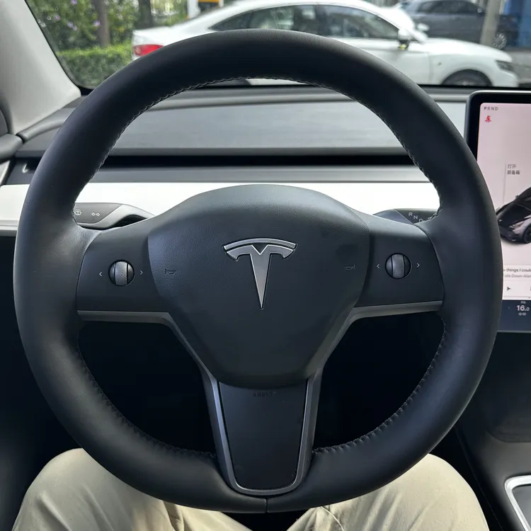特斯拉model3, modelY专车专用手缝全包把套抗菌纳帕皮方向盘套