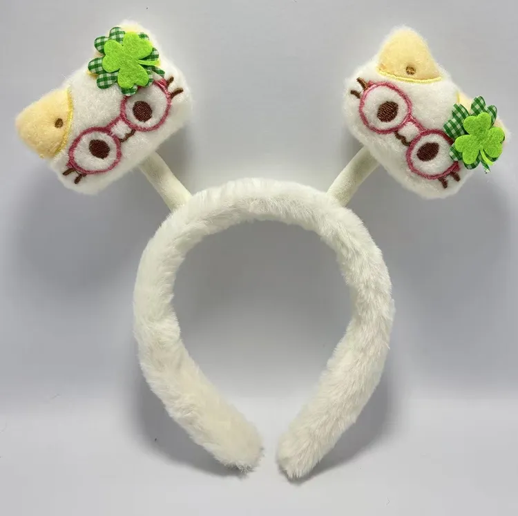 新款奶黄色发箍卡通可爱猫咪毛绒洗脸压秋冬款百搭毛茸茸头箍发饰