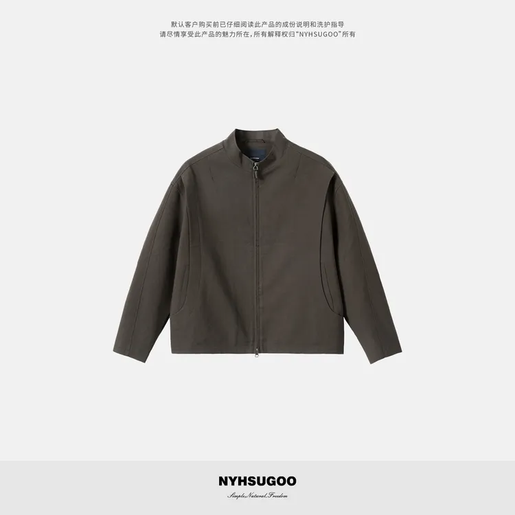 NYHSUGOO/南乙极简风羊毛混纺小立领夹克外套男3860高级感百搭