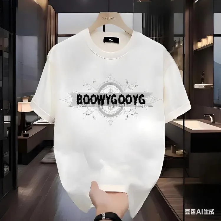 印花纯棉品质潮流短袖夏季宽松百搭休闲时尚百搭上衣男士t恤