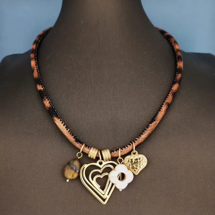 钛钢皮质项链 钛钢059豹纹项链秋冬必备款