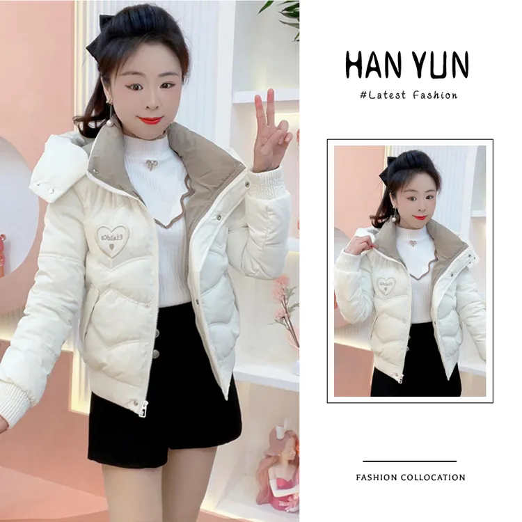 小个子短款连帽棉服女2025年冬季新款时尚休闲百搭加厚保暖外套潮