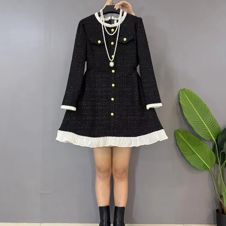 新款大码女装时尚洋气小香风名媛气质连衣裙