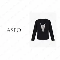 【AS流苏链】25新串珠v领撞色弹力修身气质百搭上衣AS25QZZ00493