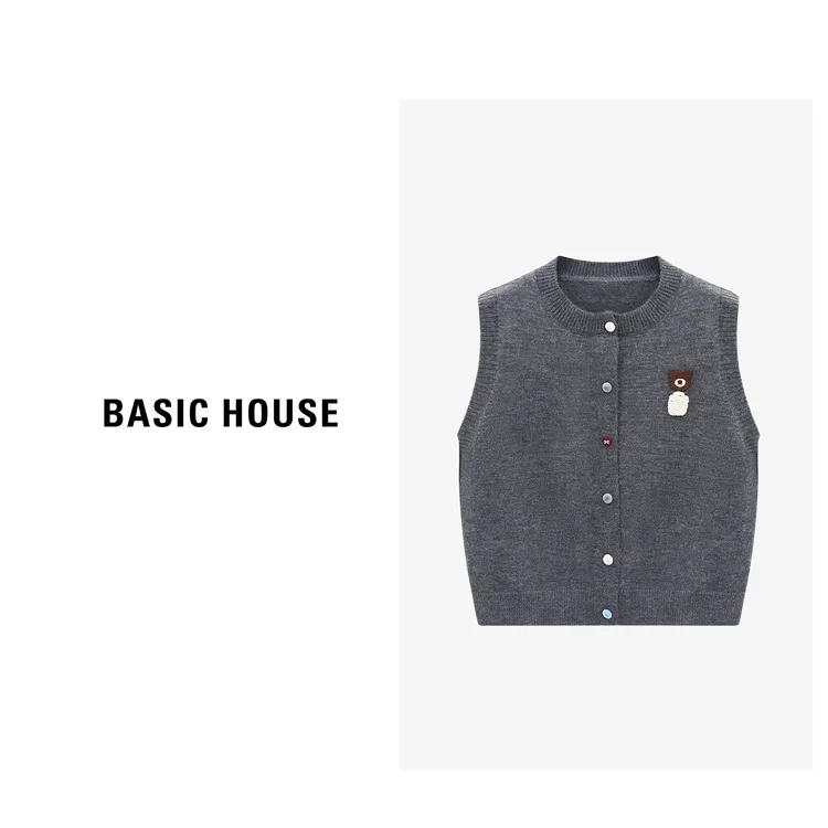 Basic House/百家好针织马夹时尚休闲百搭复古马甲-B0625H5S832