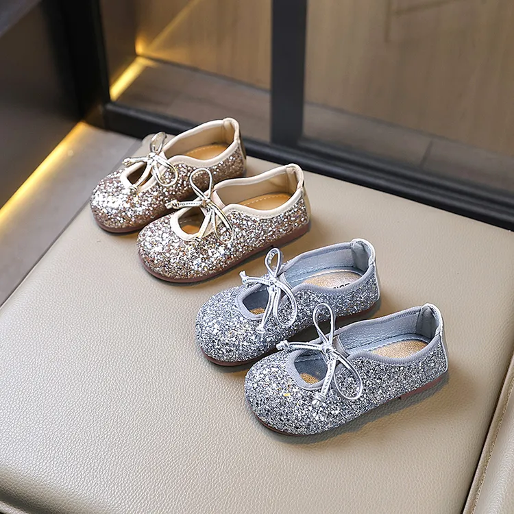 女童公主鞋2025春季新款儿童鞋水晶鞋宝宝小皮鞋艾莎鞋子软底单鞋