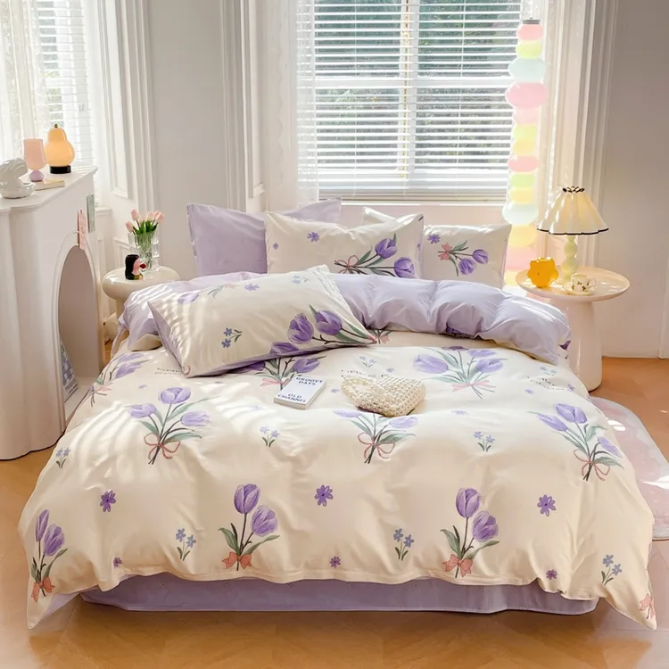 丝焰全棉印花四件套全棉被套床单枕套床单款床上用品半活性印染