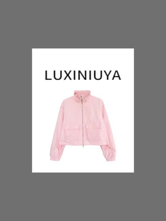 【LUXINIUYA】热力全开 25年新款水波领大口袋短款上衣外套#QDS080