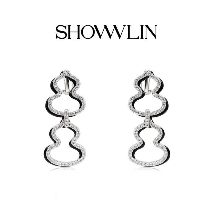 ShownLin 铜合金珐琅耳饰 设计感轻奢双葫芦耳环时尚