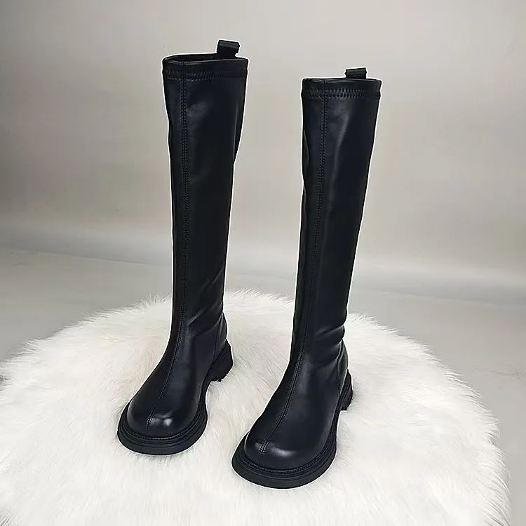 长筒靴女2025秋冬季新款中跟中筒不过膝小个子长靴弹力瘦瘦女靴子