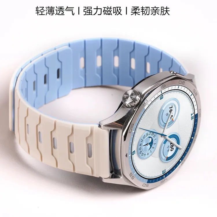 新款适用华为gt5手表表带清新龙鳞gt5pro磁吸硅胶带watchgt4系列