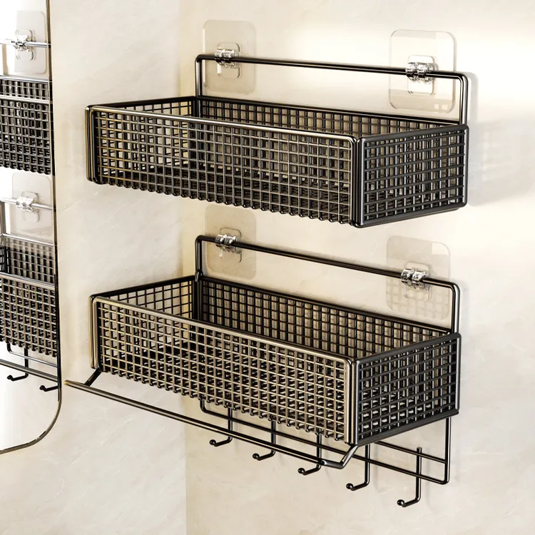 过早卫生间置物架免打孔壁挂墙上浴室架子洗澡洗手间厕所洗漱台收