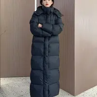 女神保命长款黑色连帽羽绒棉服女加厚2025冬季新款设计小众面包服