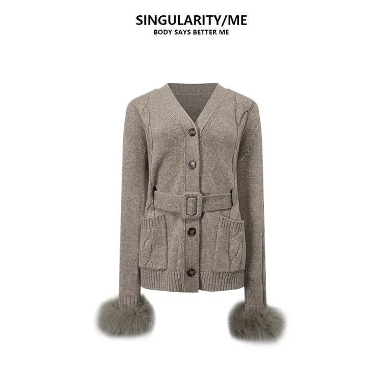 Singularity Me 12A 12567 羊毛立体绞花毛衣慵懒风针织开衫外套