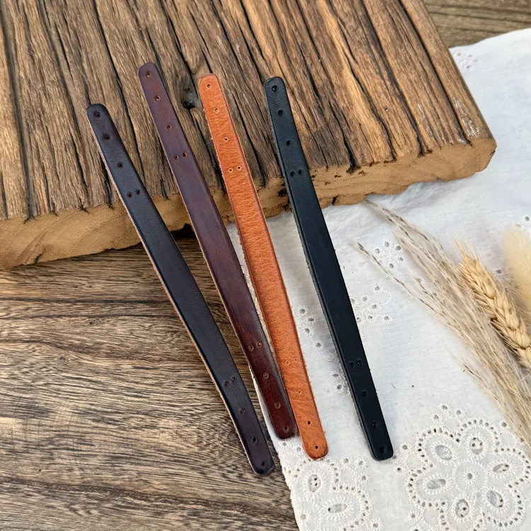 冬天皮饰植鞣头层牛皮复古风装饰带手提拼布包带